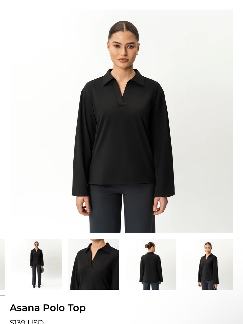 Black Asana Polo Top